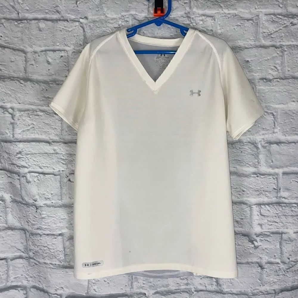 Under armour v-neck dri fit short sleeve shirt big kids boys sz Large